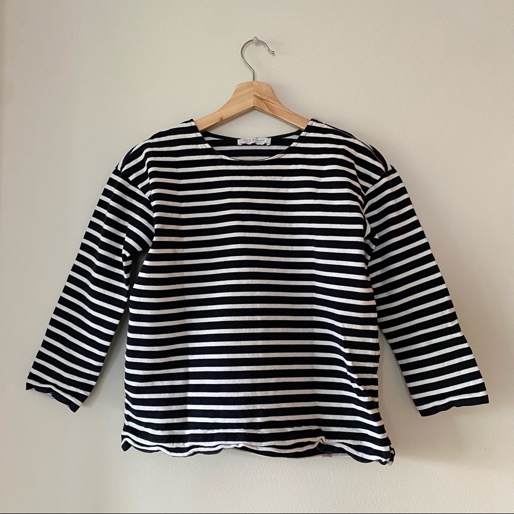 Everlane Navy/Bone Breton Cotton Tee